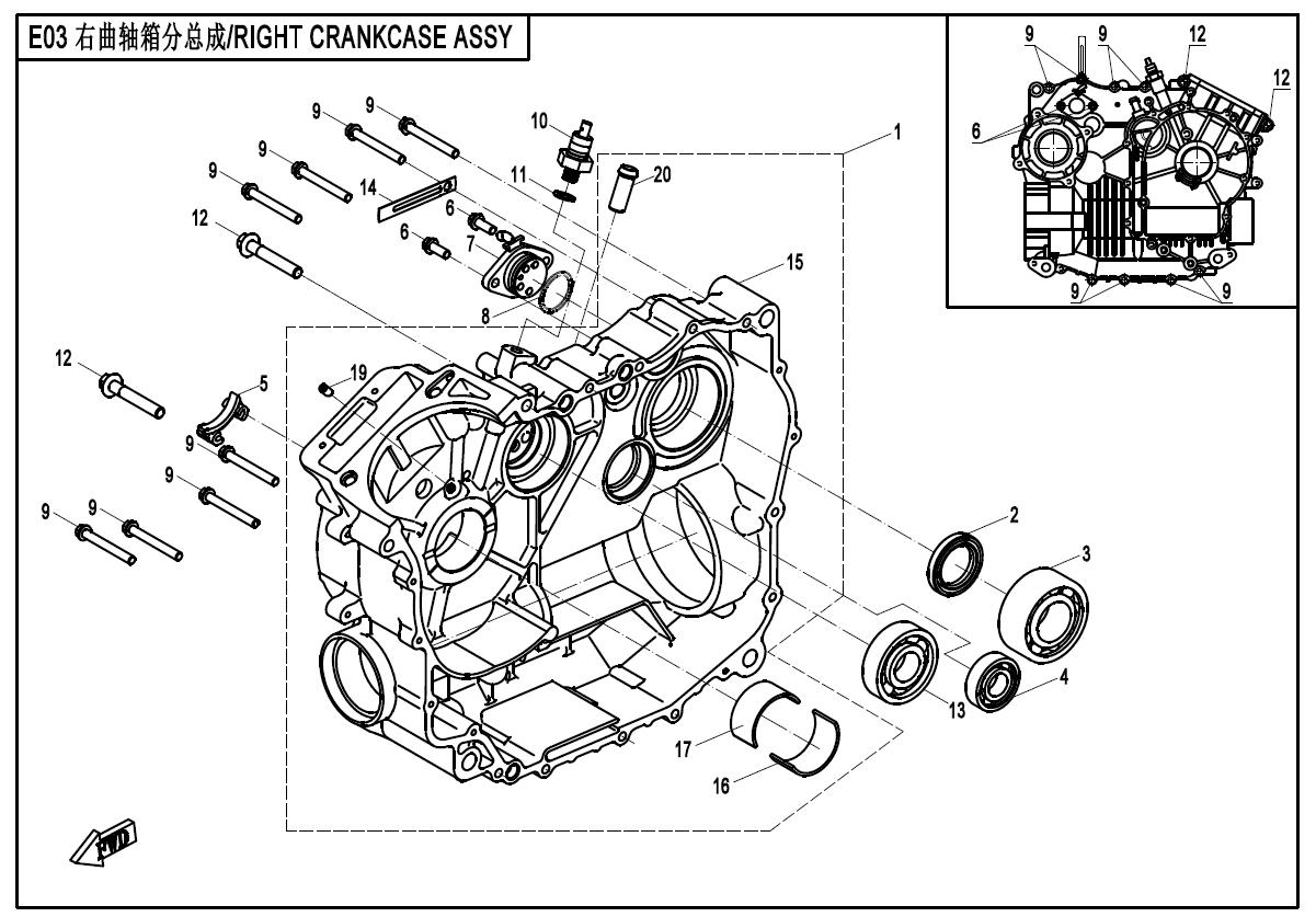 E01-2-OLD - RIGHT CRANKCASE ASSY(OLD)