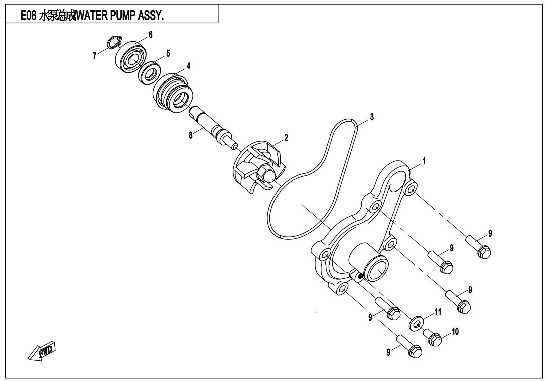 E08 - WATER PUMP ASSY