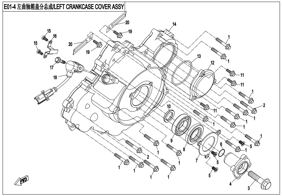 E01-4 - LEFT CRANKCASE COVER ASSY