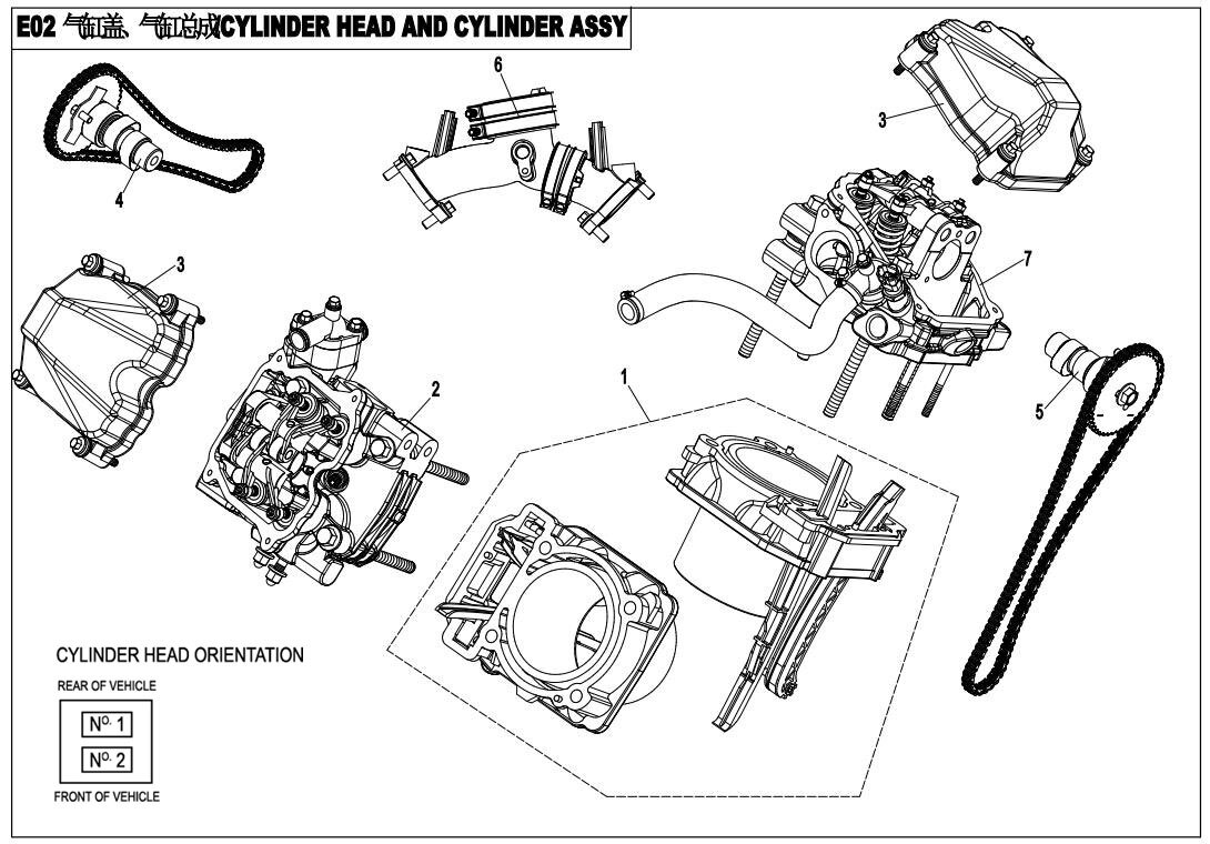 E02 - CYLINDER HEAD AND CYLINDER ASSY.