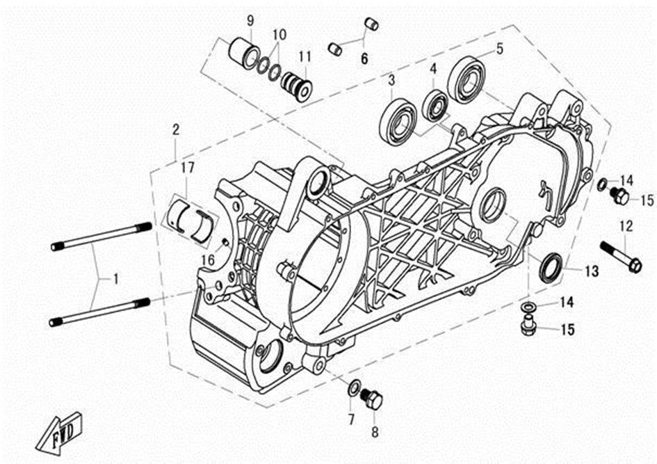 E01-1 - LEFT CRANKCASE ASSY