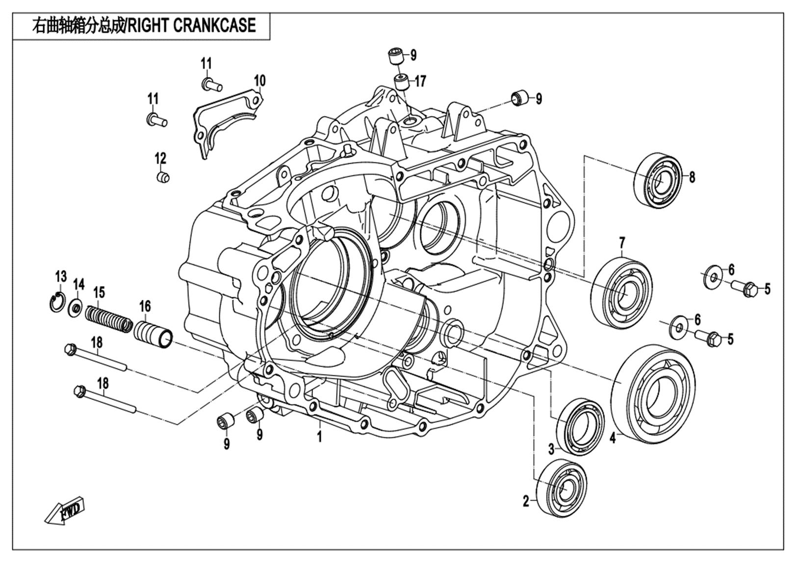 E01-1 - RIGHT CRANKCASE