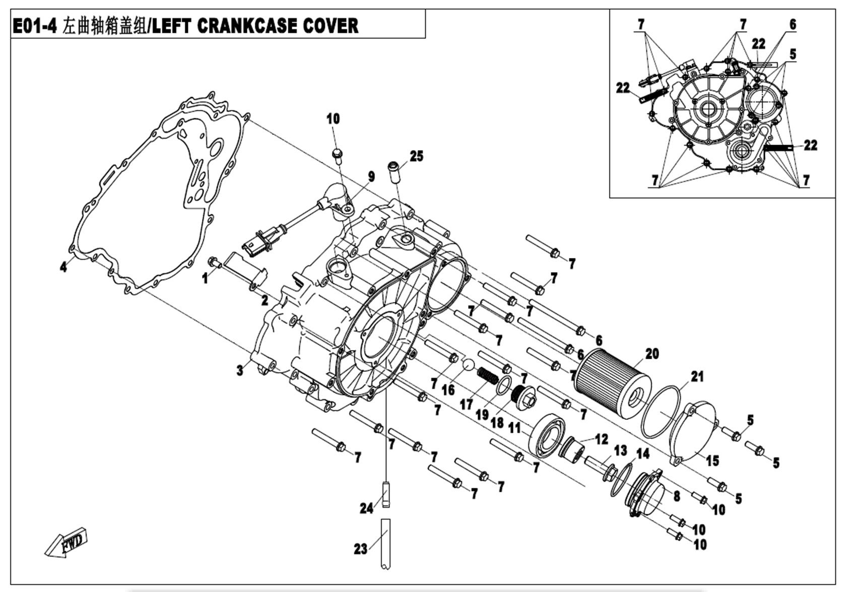 E01-4 - LEFT CRANKCASE COVER ASSY