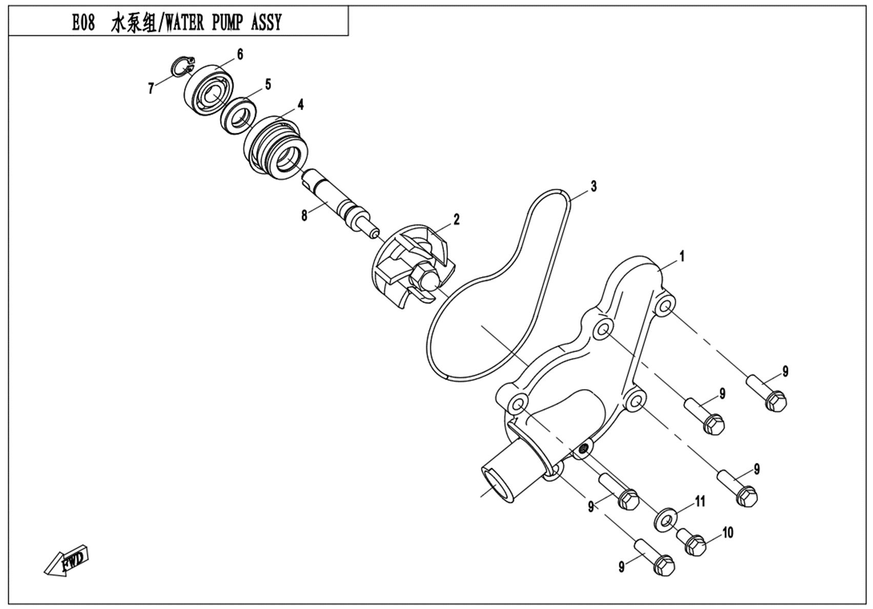 E08 - WATER PUMP ASSY.