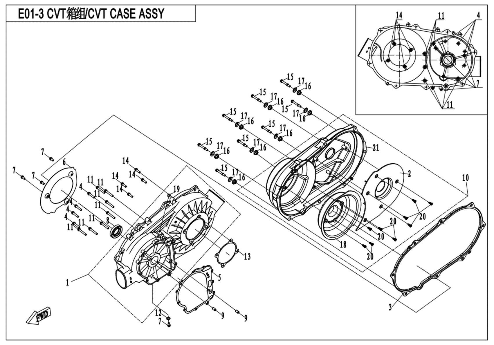 E01-3 - CVT CASE ASSY.