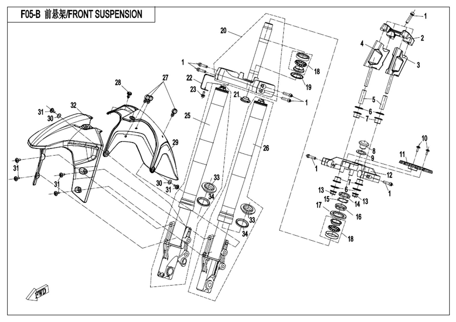 F05-B - FRONT SUSPENSION(LOW CONFIGURATION)