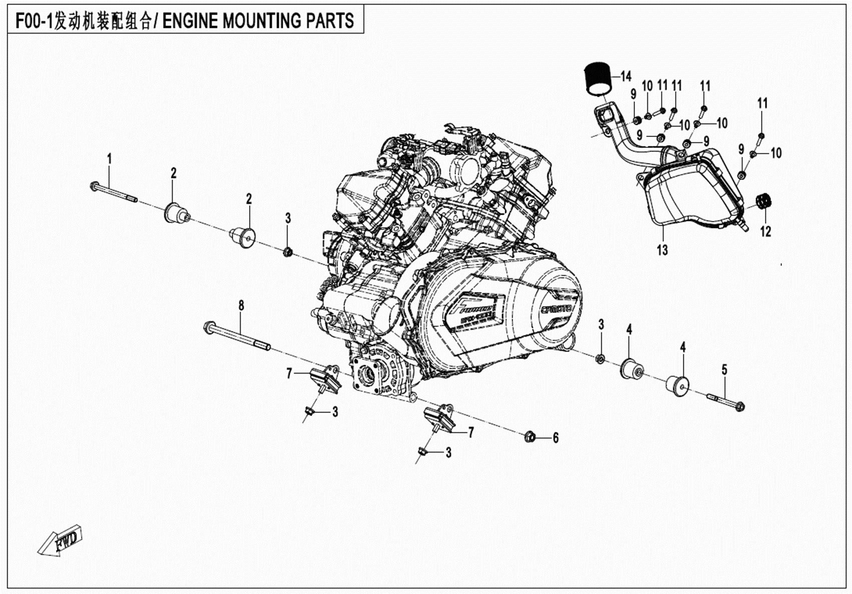 F00-1 - ENGINE MOUNTING PARTS