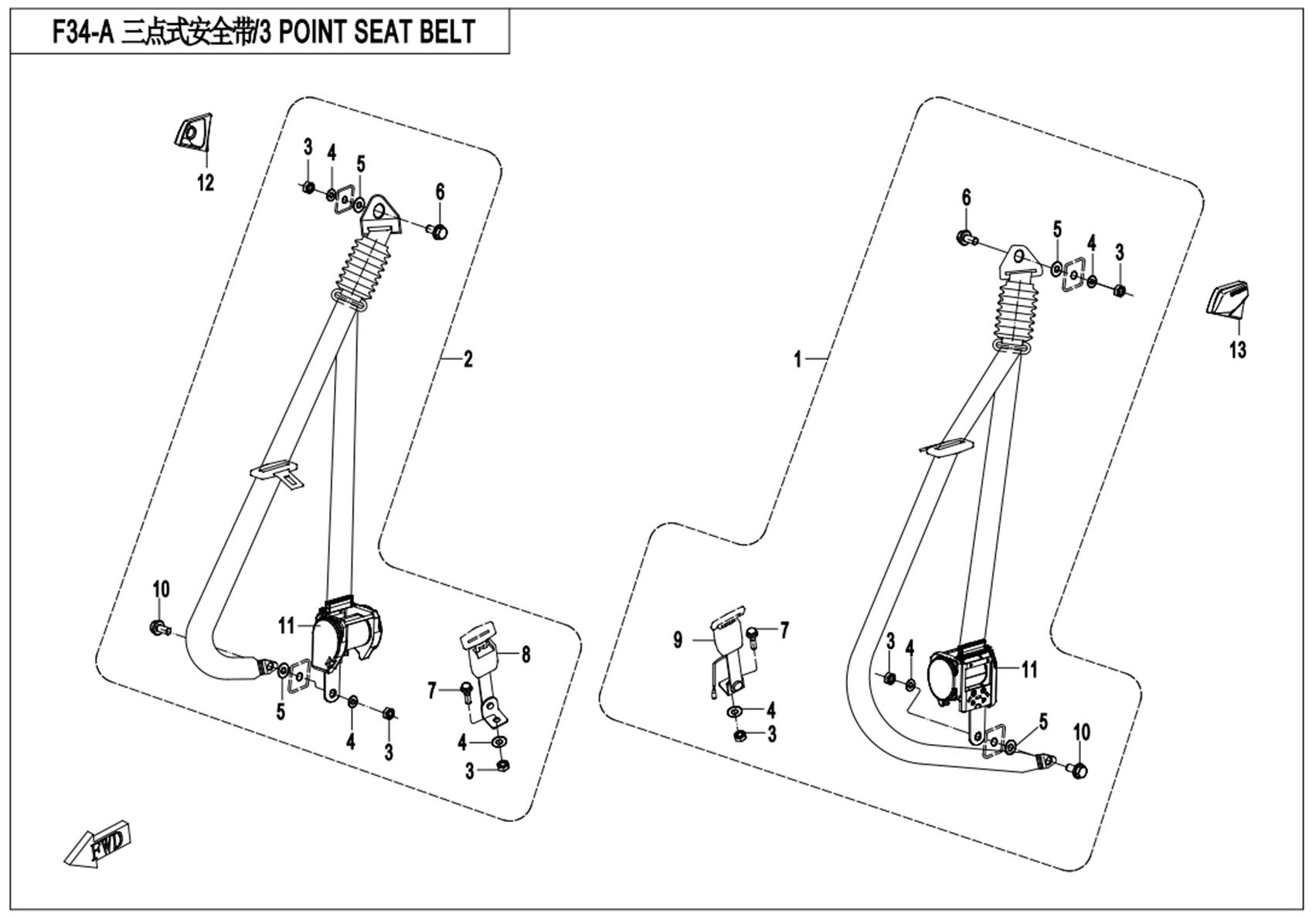F34-A - 3-POINT SEAT BELT