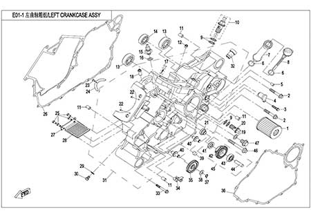 E01-1 - LEFT CRANKCASE ASSY.