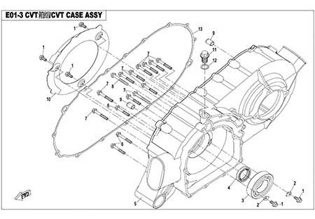 E01-3 - CVT CASE ASSY.