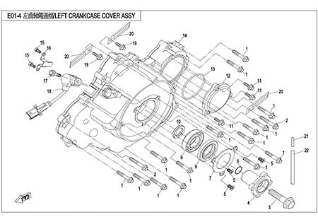 E01-4 - LEFT CRANKCASE COVER ASSY.