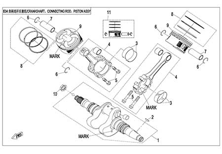 E04 - CRANKSHAFT & CONNETING GOD & PISTON ASSY