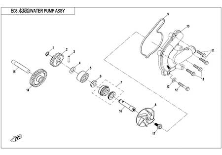 E08 - WATER PUMP ASSY.
