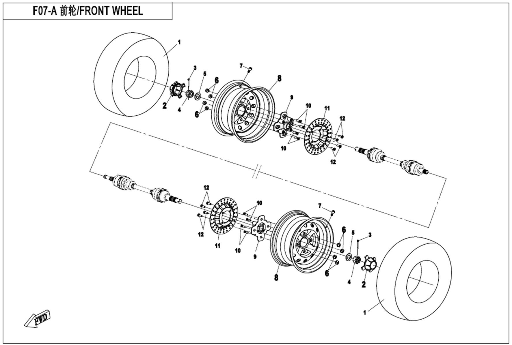 F07-A - FRONT WHEEL(FRONT BRAKE DISC WITH HEAT RADIATION HOLE)