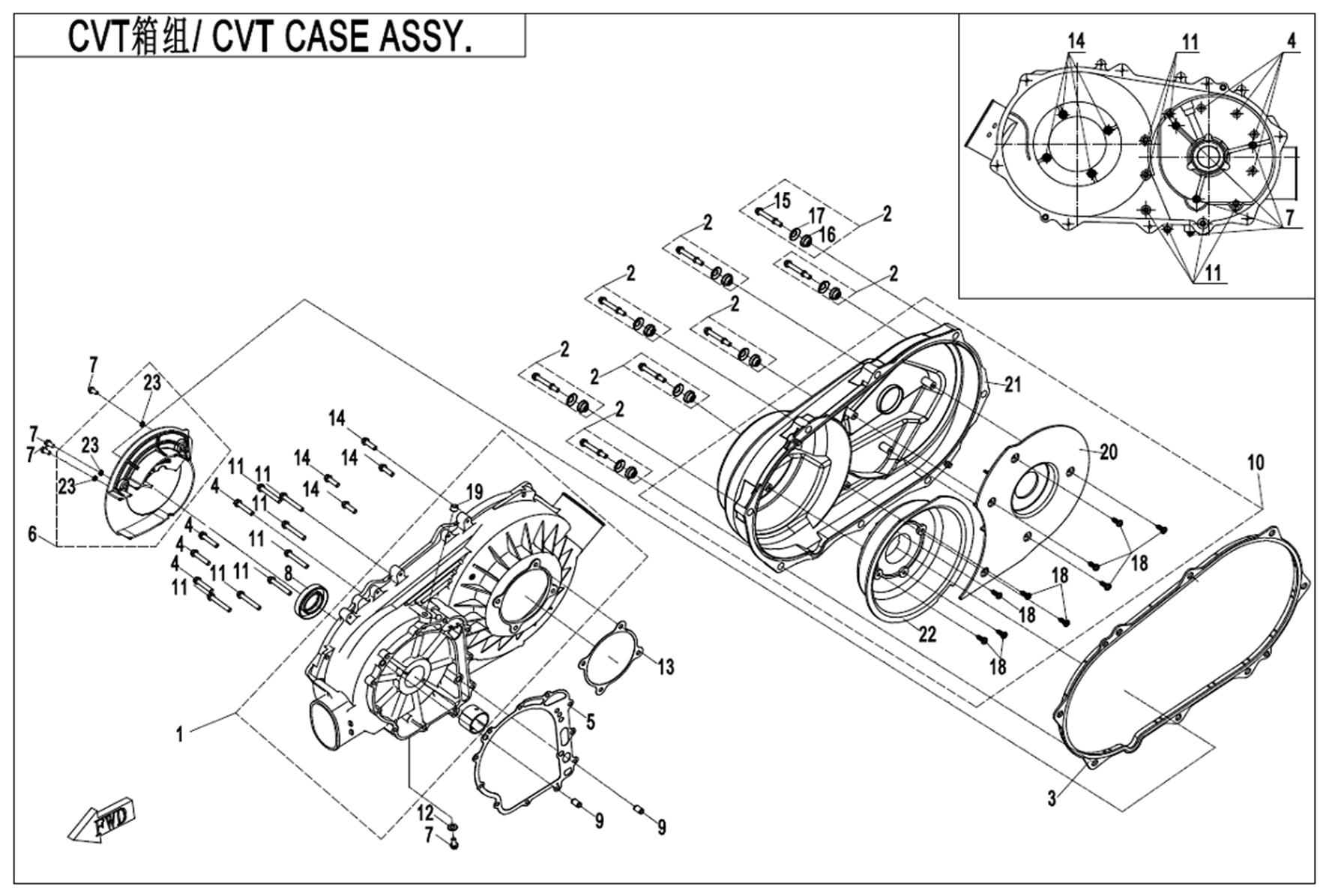 E01-3-V2 - CVT CASE ASSY