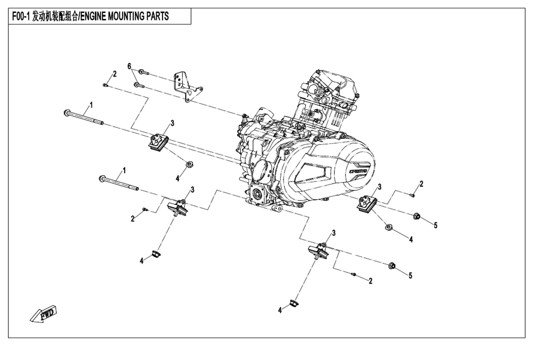 F00-1-B - ENGINE MOUNTING PARTS