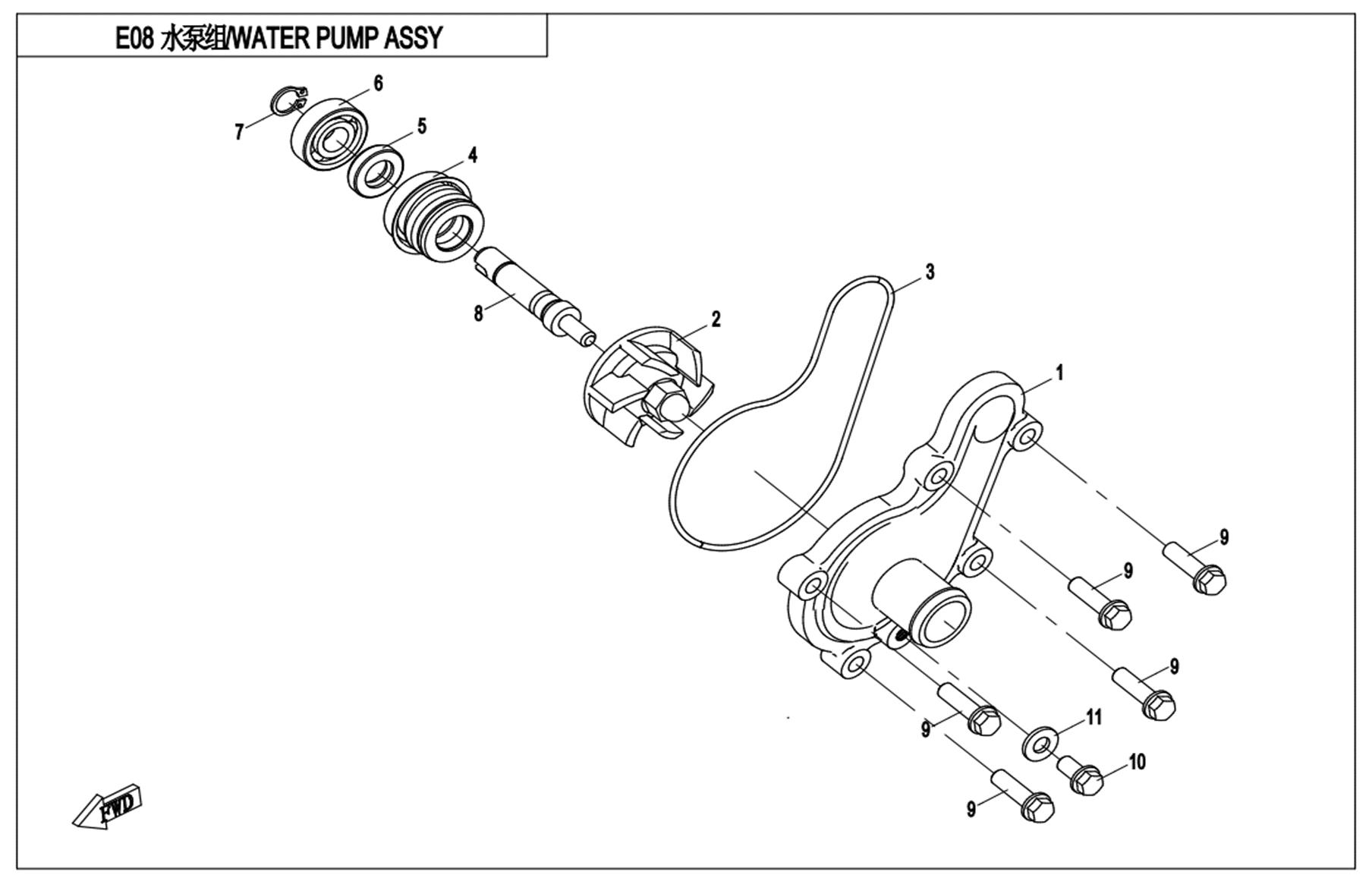 E08 - WATER PUMP ASSY