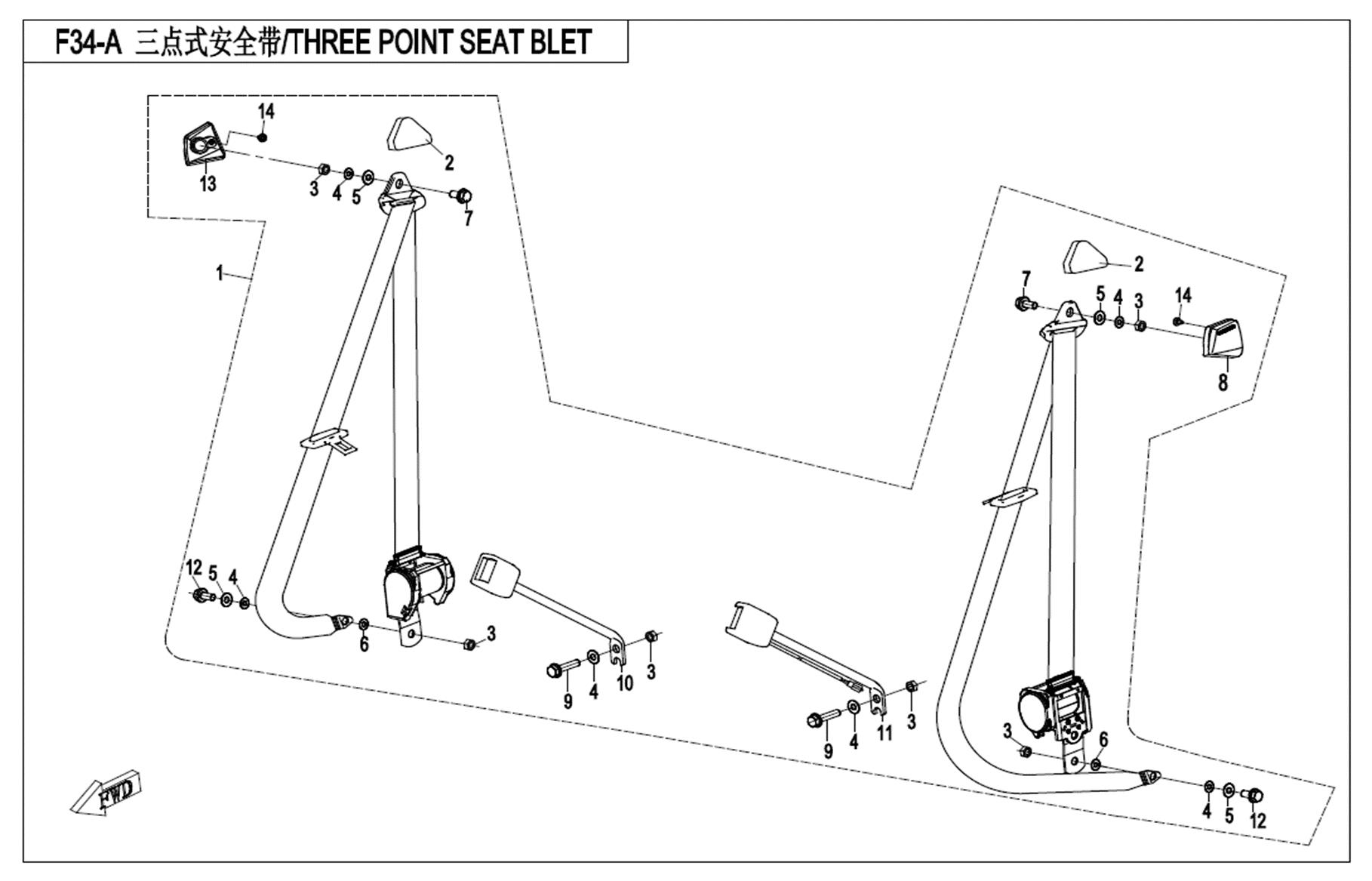 F34-A - THREE POINT SEAT BELT