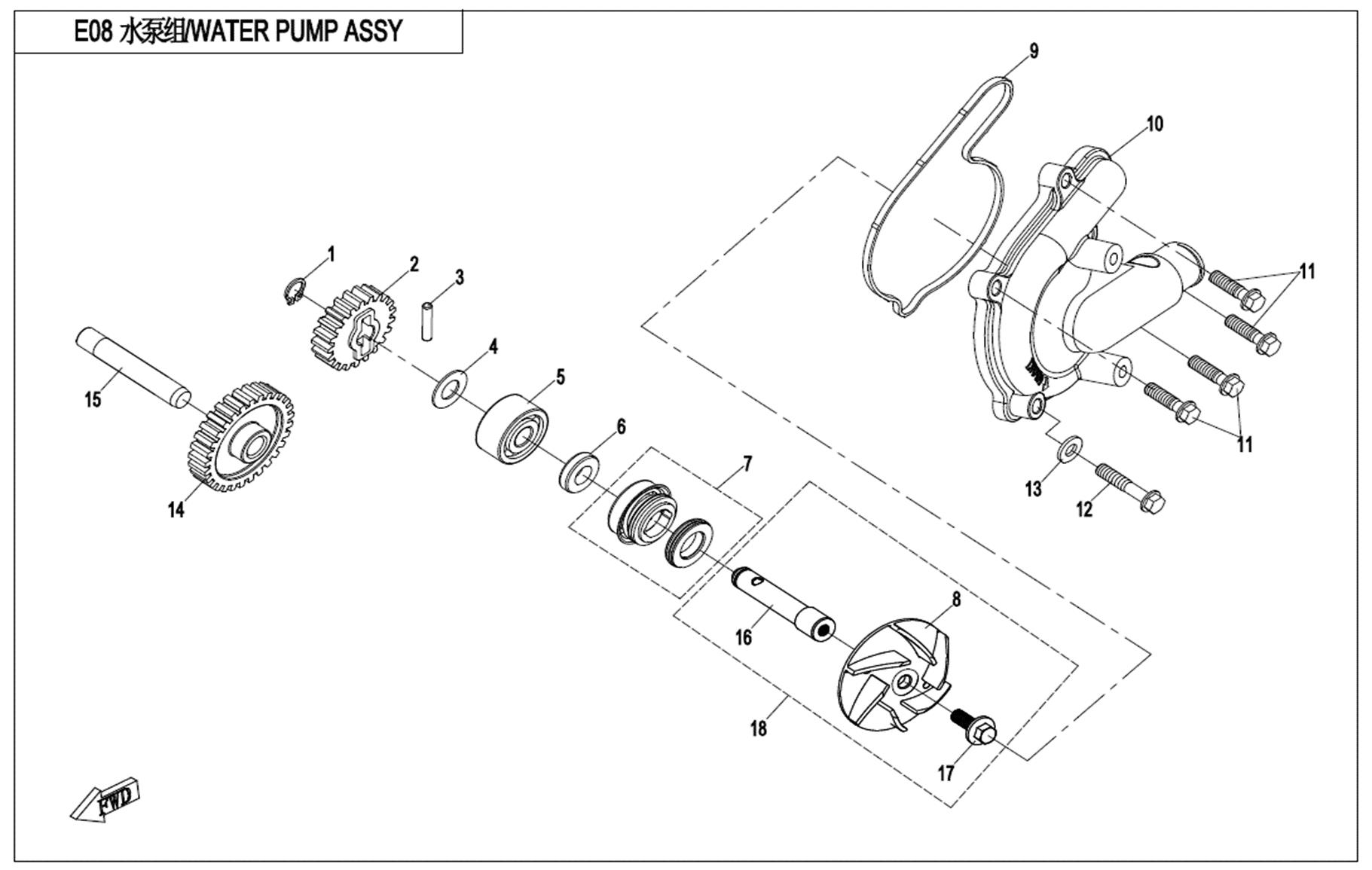 E08 - WATER PUMP ASSY.