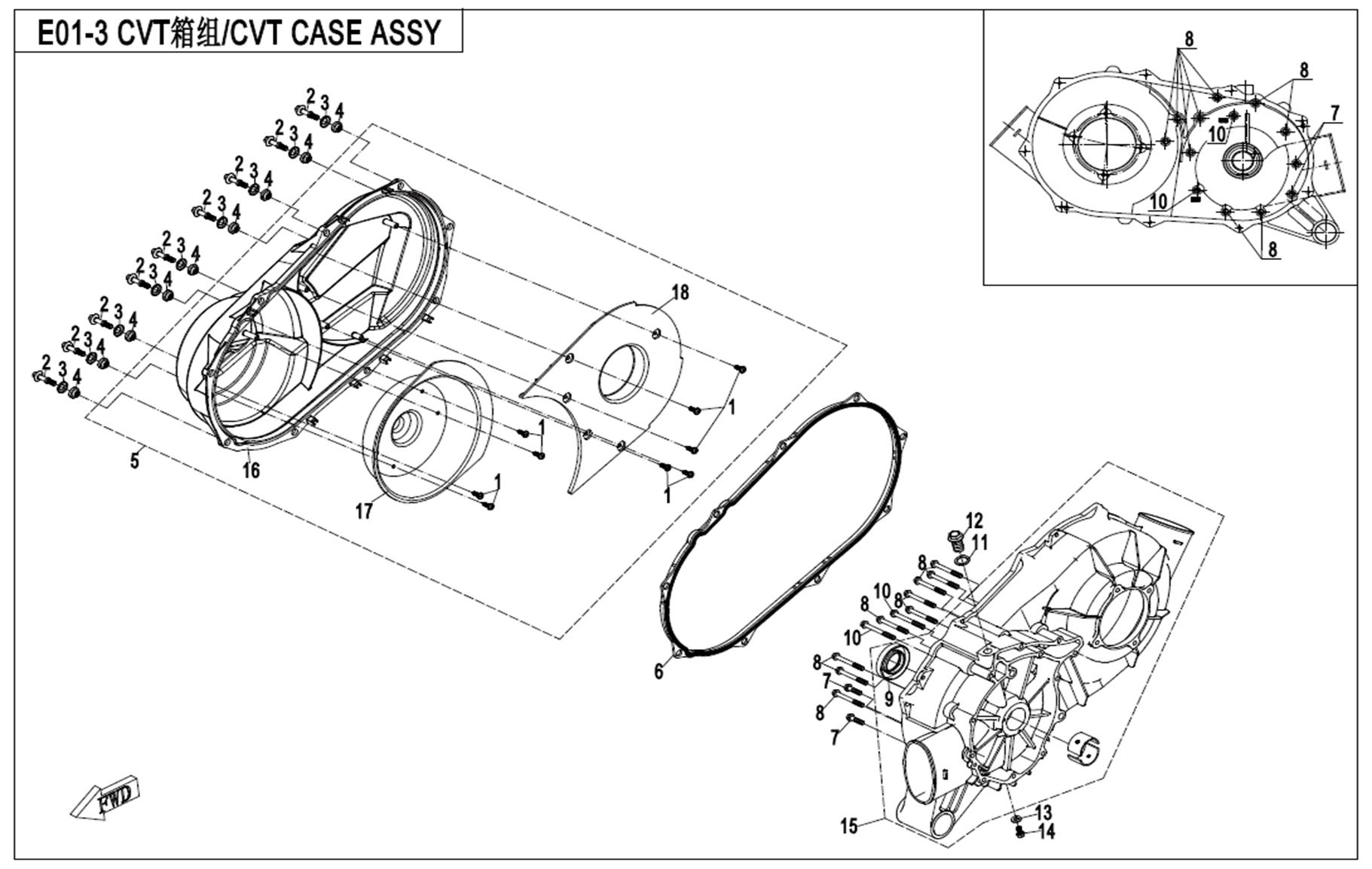 E01-3-V1 - CVT CASE ASSY