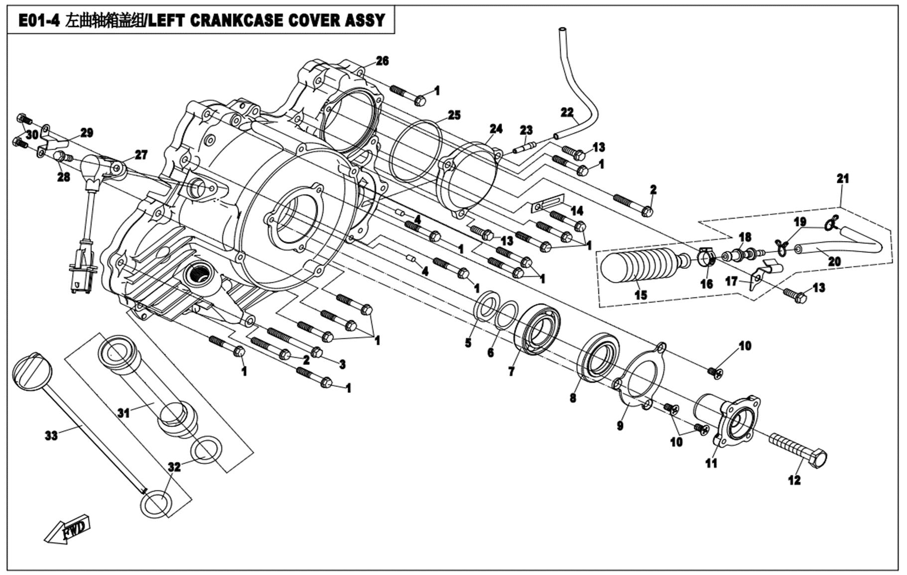 E01-4 - LEFT CRANKCASE COVER ASSY