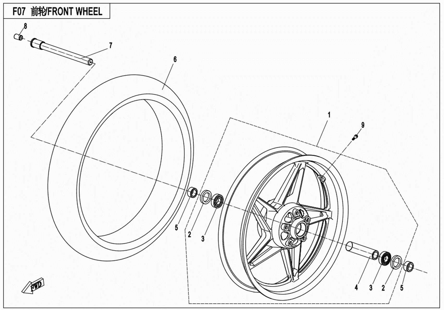 F07-A - FRONT WHEEL(RIM-MATTE BLACK)