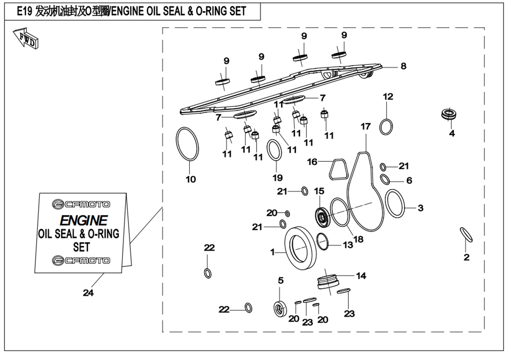 E19 - ENGINE OIL SEAL & O-RING SET