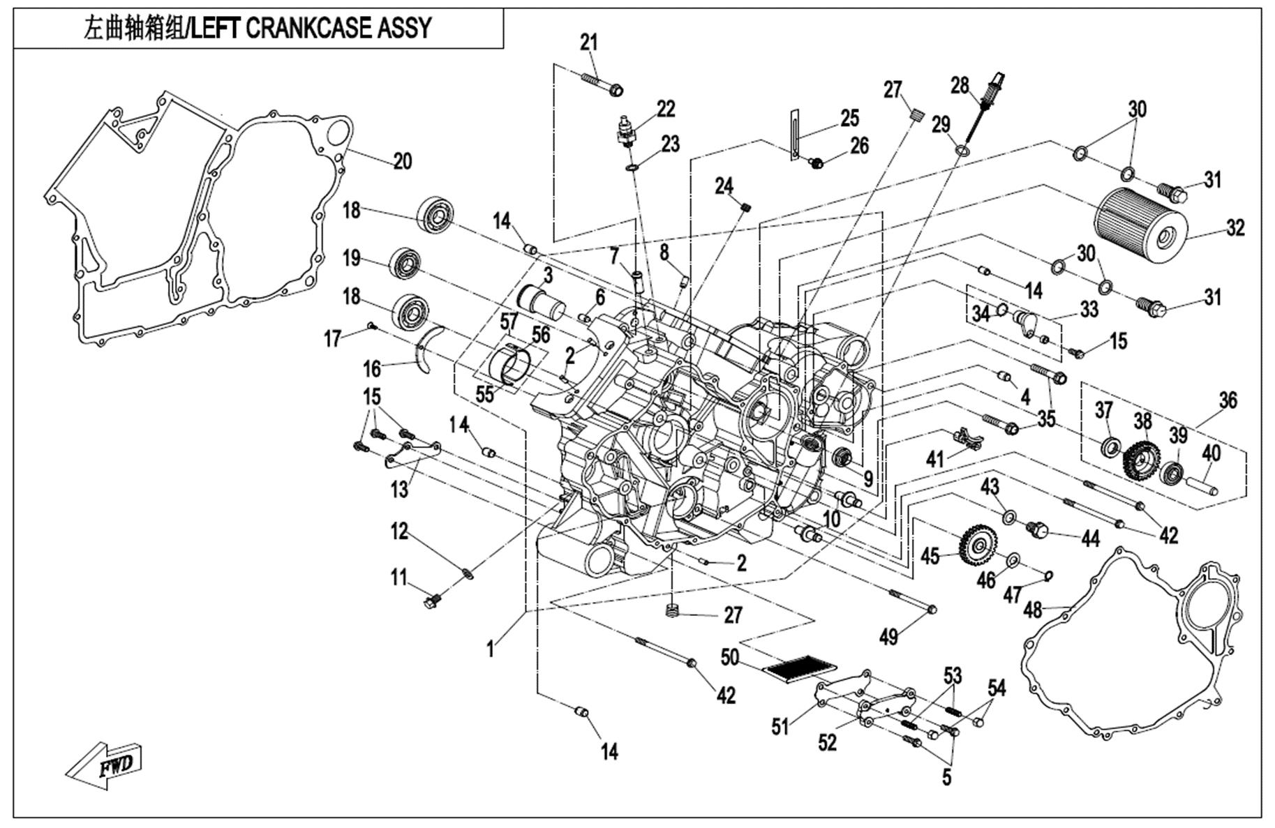 E01-1 - LEFT CRANKCASE ASSY