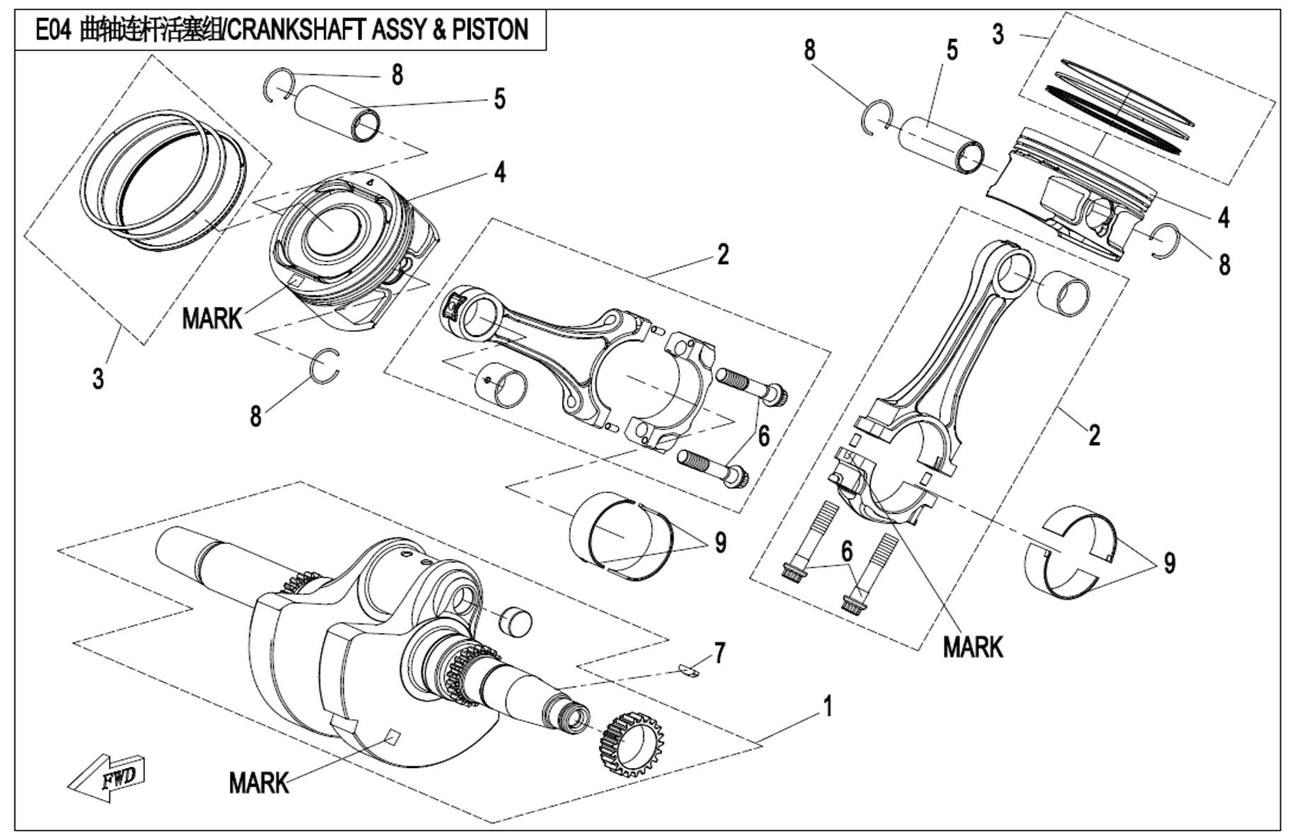 E04 - CRANKSHAFT & CONNECTING ROD & PISTON ASSY
