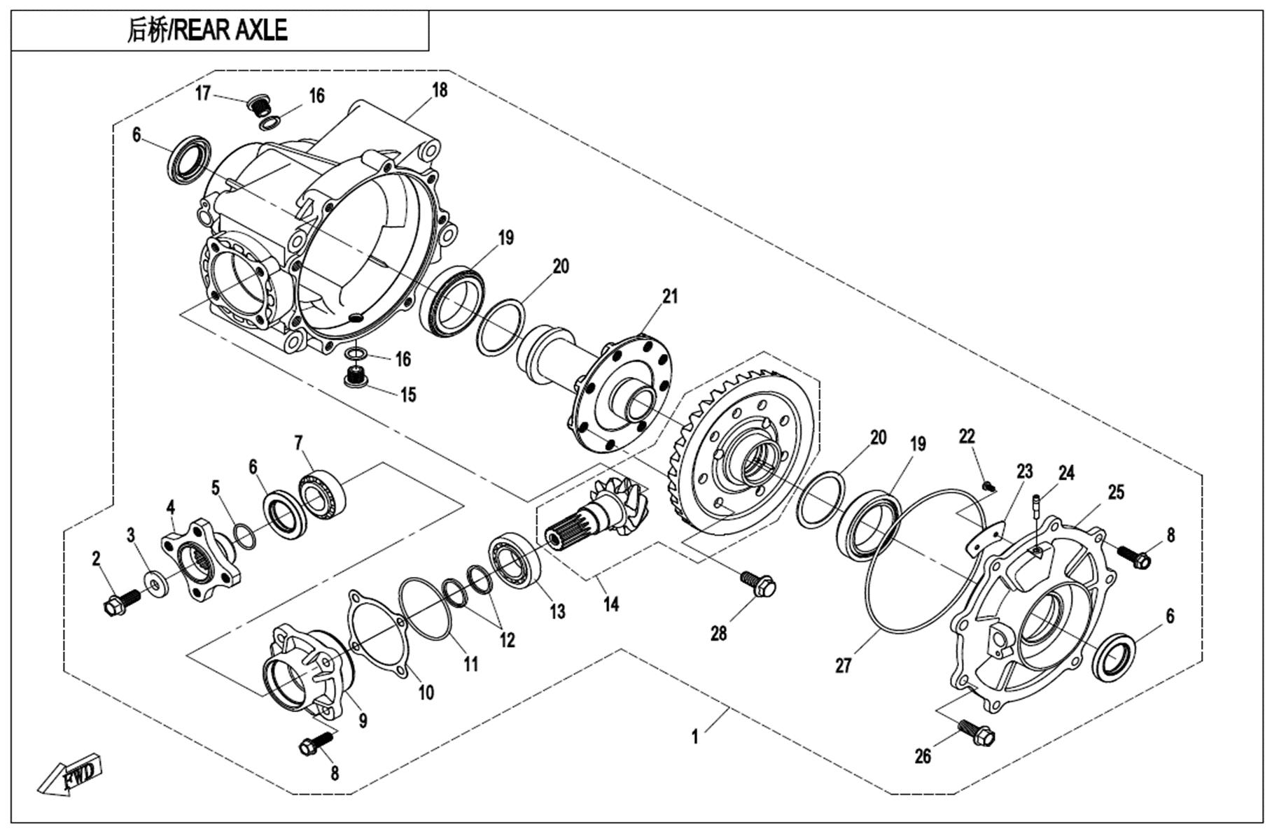 F33-B - REAR AXLE(WITHOUT DIFFERENTIAL)