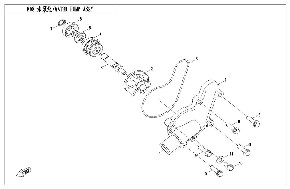 E08 - WATER PUMP ASSY