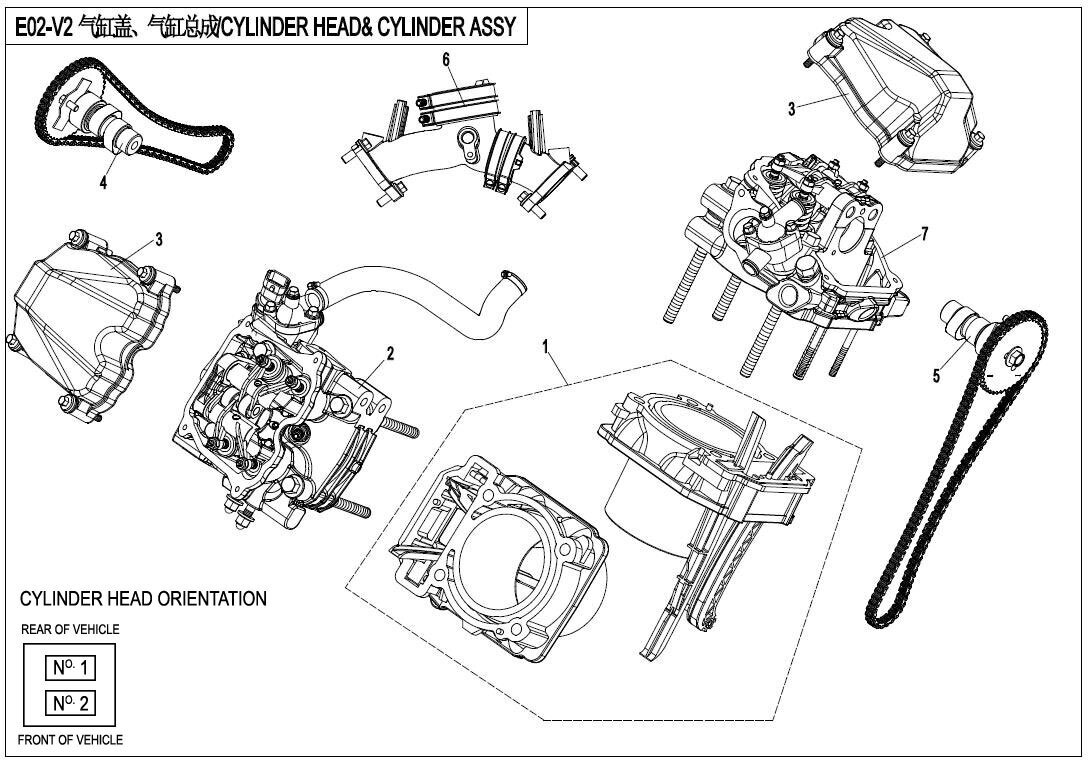 E02-V2 - CYLINDER HEAD AND CYLINDER ASSY.