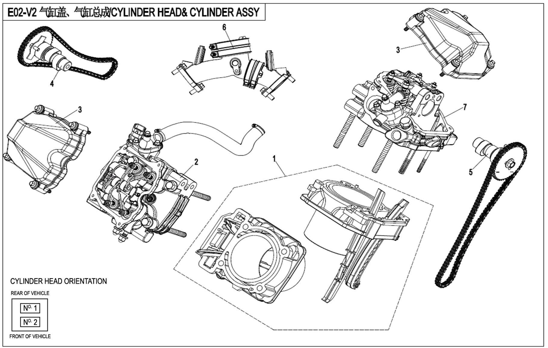 E02-V2 - CYLINDER HEAD AND CYLINDER ASSY.