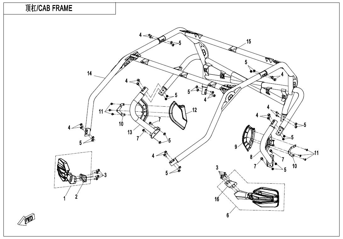 F23-B - CAB FRAME(FOR 5-POINT SEAT BELT)