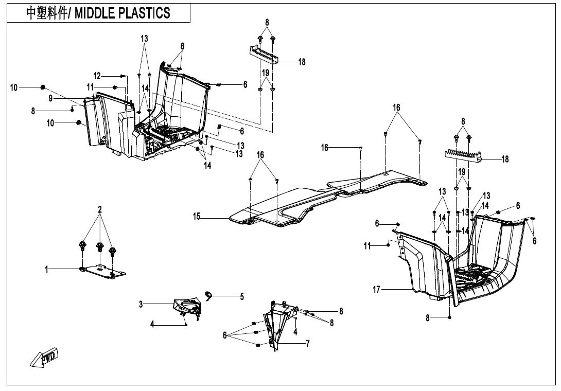 F04-3-A-V2 - MIDDLE PLASTICS(WITH GEARSHIFT LOCK)