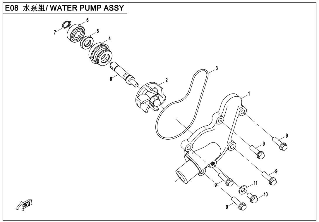 E08 - WATER PUMP ASSY