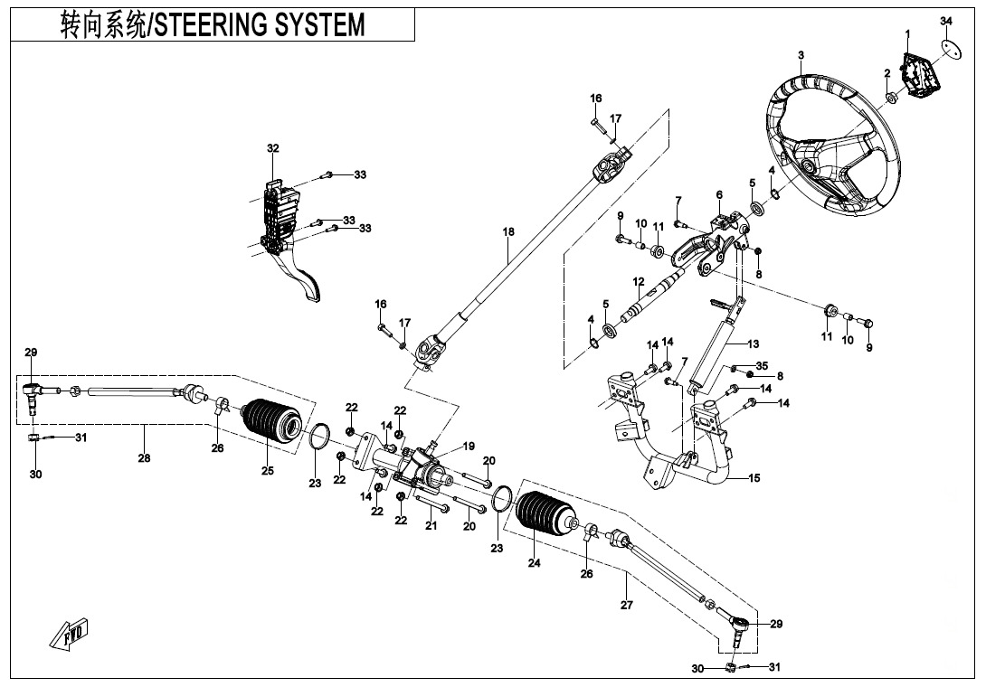 F10-B - STEERING SYSTEM (NON-EPS - FOR BASE MODEL)