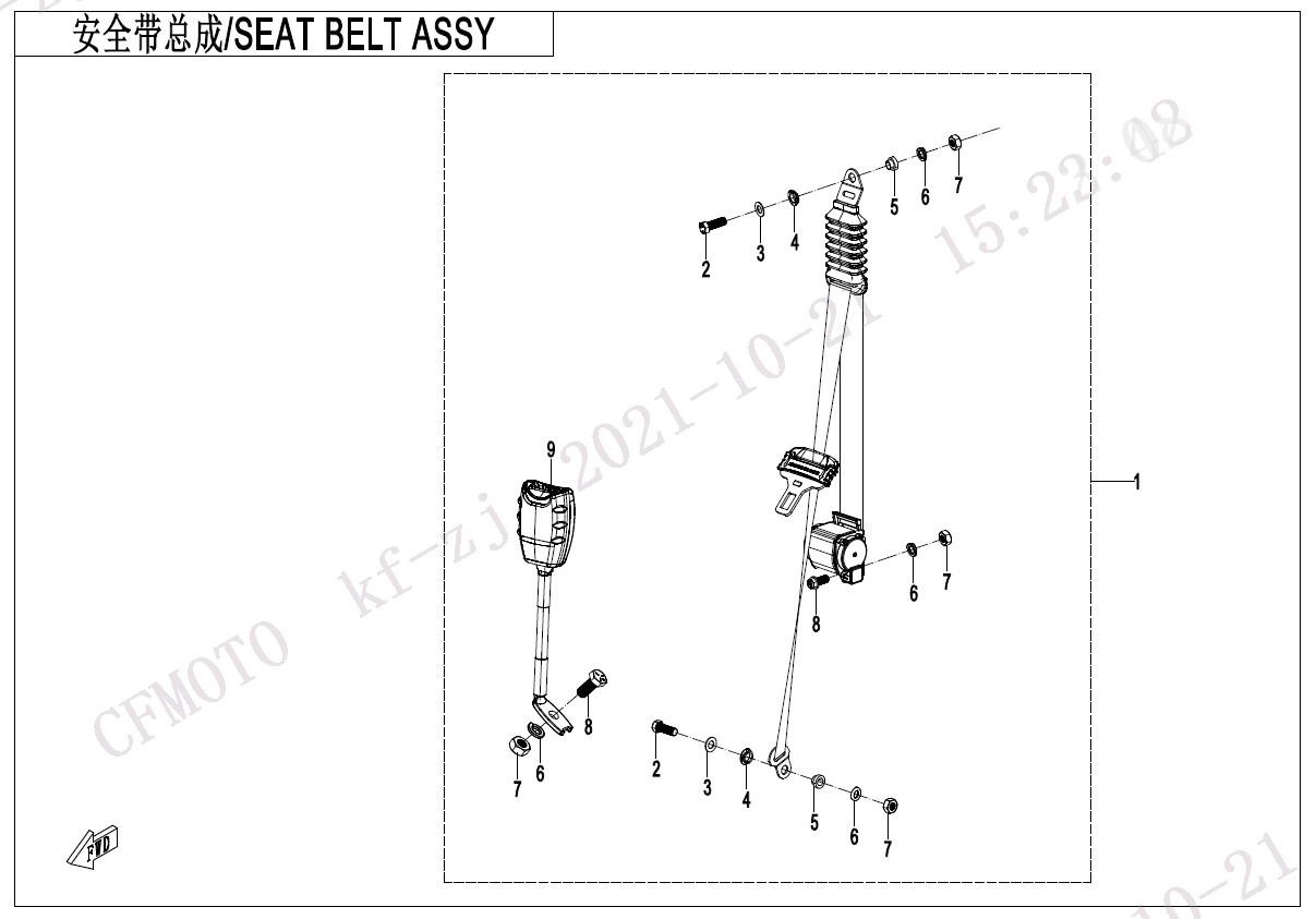 F34-4 - SEAT BELT ASSY (BACK SEAT)