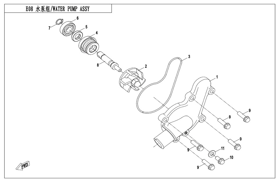 E08 - WATER PUMP ASSY