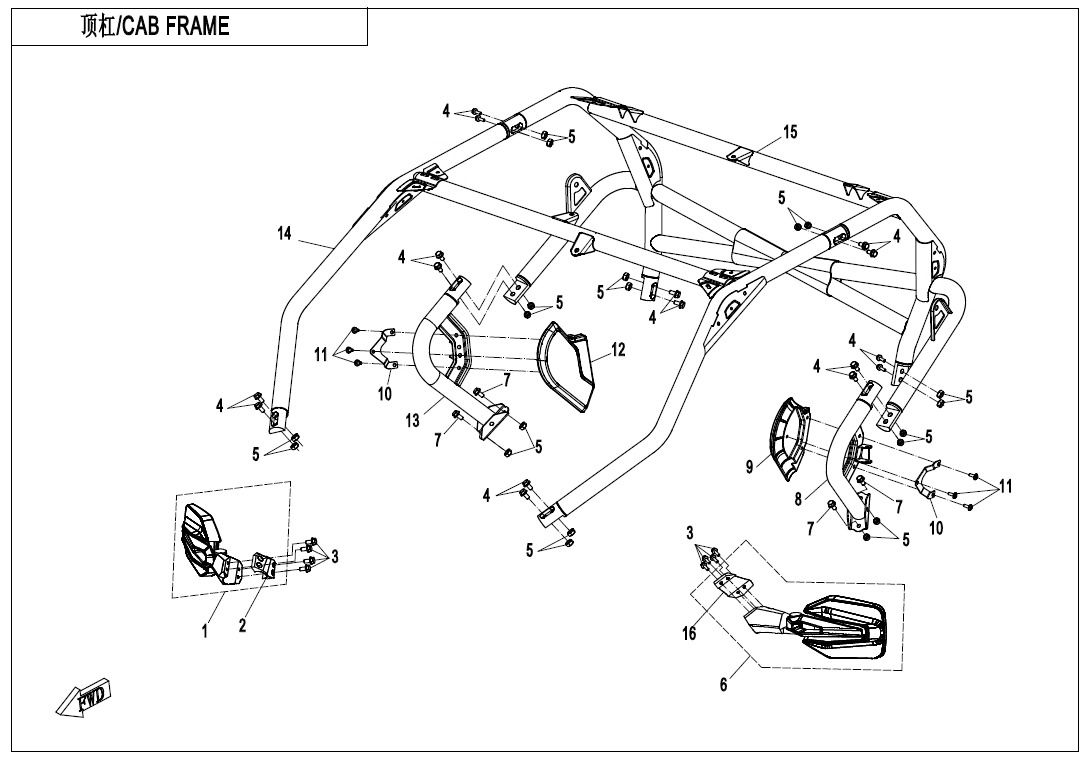 F23-CAB FRAME(FOR 3-POINT SEAT BELT)