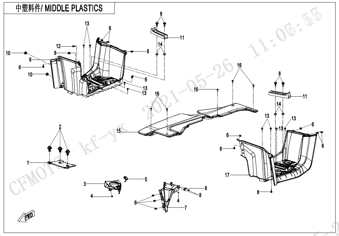 F04-3-A - MIDDLE PLASTICS(WITH GEARSHIFT LOCK)