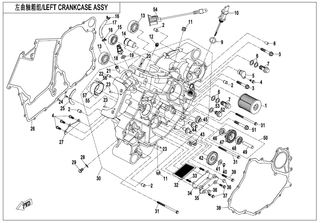 E01-1 - LEFT CRANKCASE ASSY
