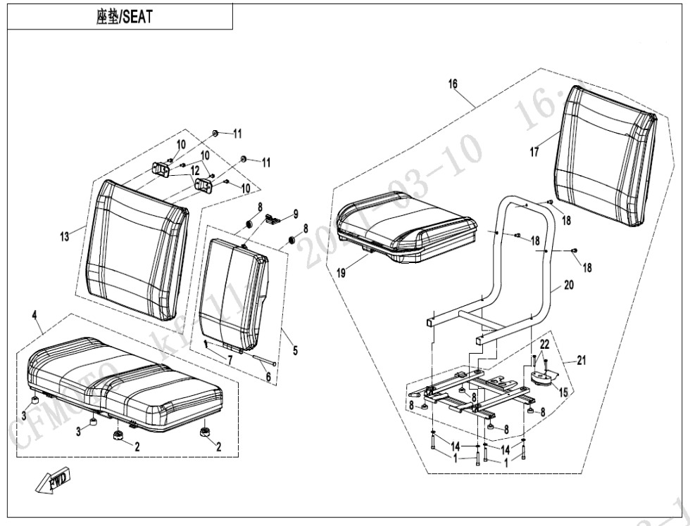 F13-1-A - FRONT SEAT(NON HEATING EQUIPMENT)