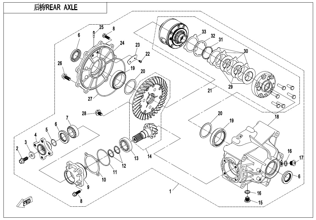 F33-A - REAR AXLE(WITH AUTOMATIC DIFFERENTIAL LOCK)