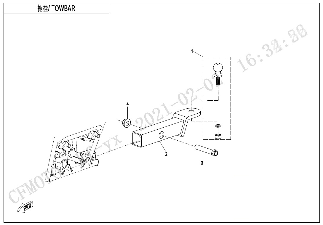 F40-D - TOWBAR(SHORT, BLOT CONNECTION)