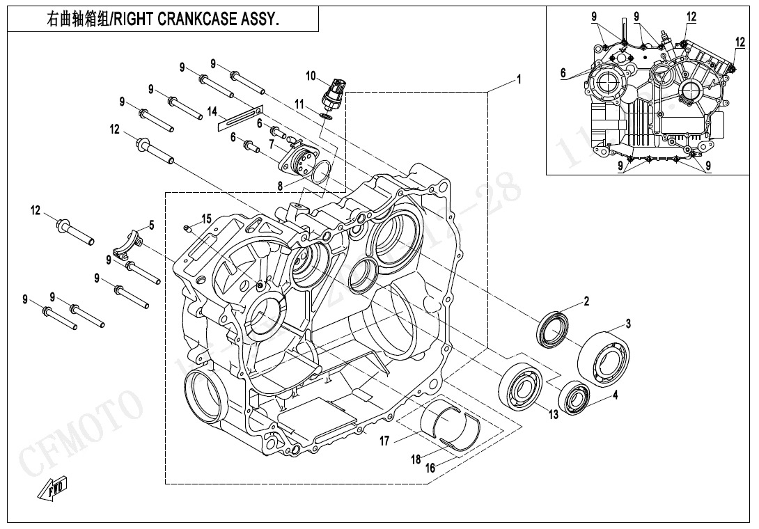 E01-2 - RIGHT CRANKCASE ASSY