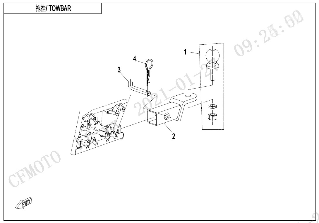 F40-B - TOWBAR(SHORT, PIN SHAFT CONNECTION)