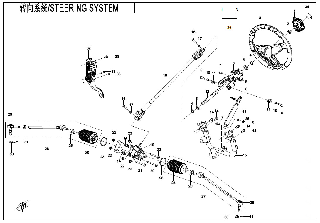 F10-B - STEERING SYSTEM (BASE MODEL ONLY)