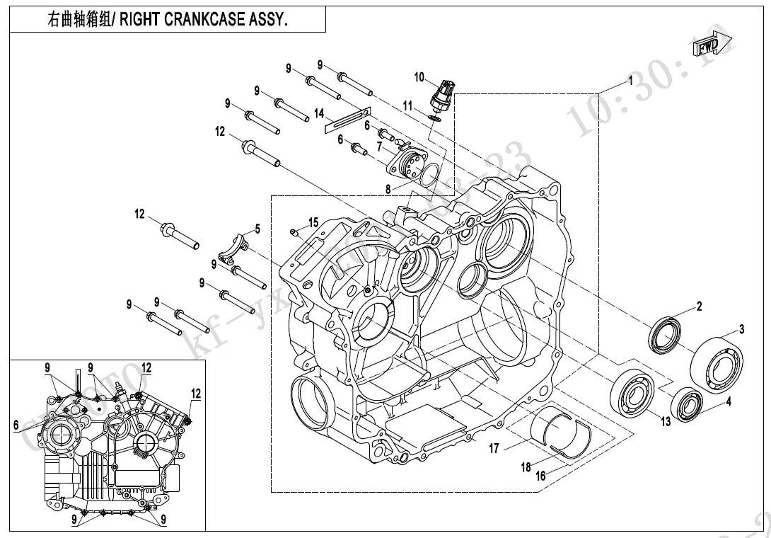 E01-2 - RIGHT CRANKCASE ASSY