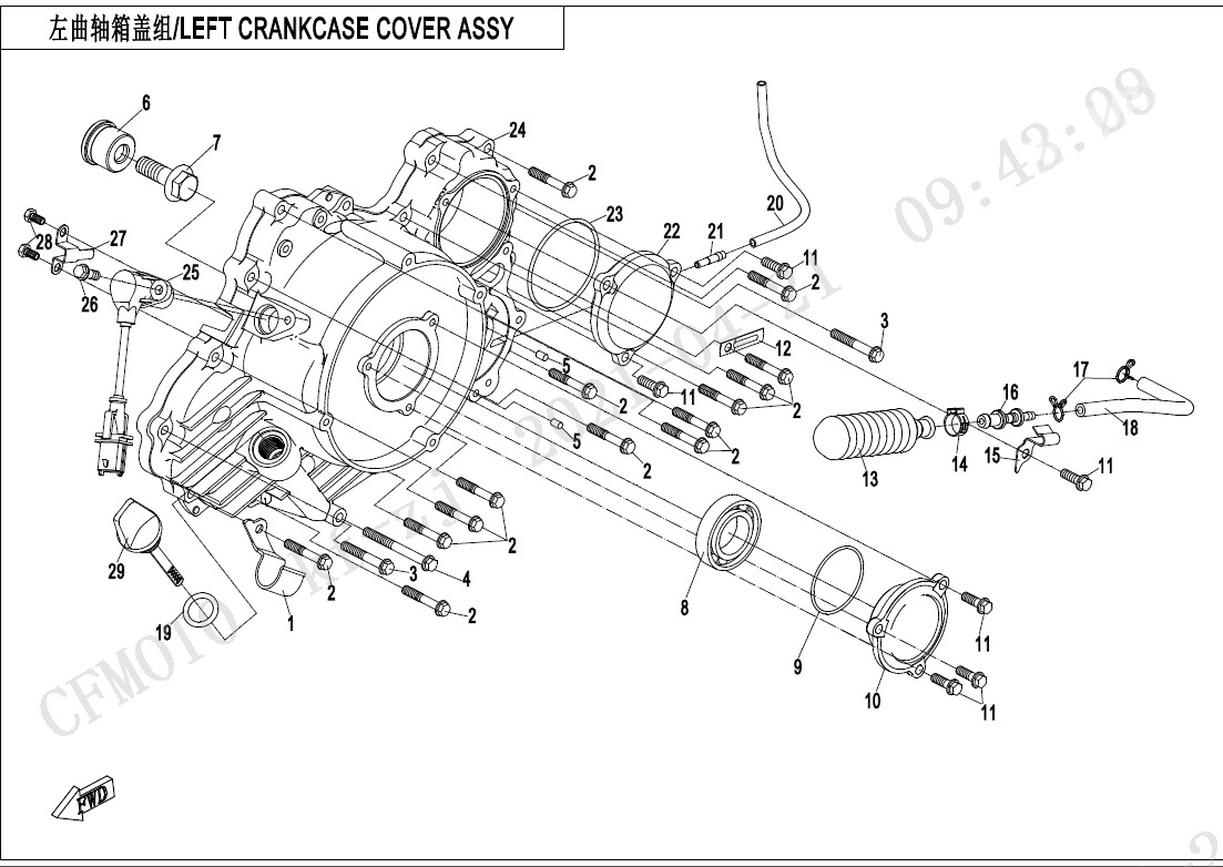 E01-4-V2 - LEFT CRANKCASE COVER ASSY